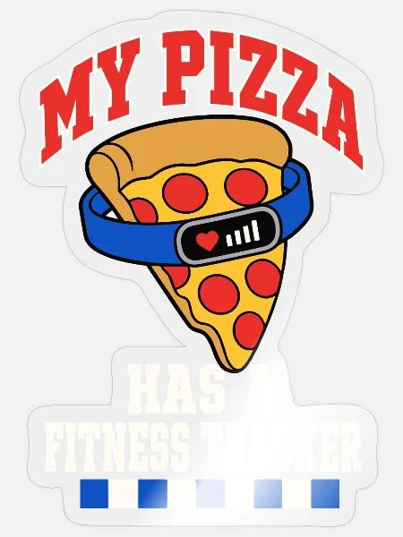 Pizza mit Fitness Tracker - Sticker Größe S (10 x 10 cm) - Transparent glänzend