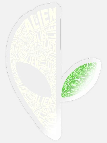 Alien Kalligramm – Halber Grey Kopf - Sticker Größe S (10 x 10 cm) - Transparent glänzend