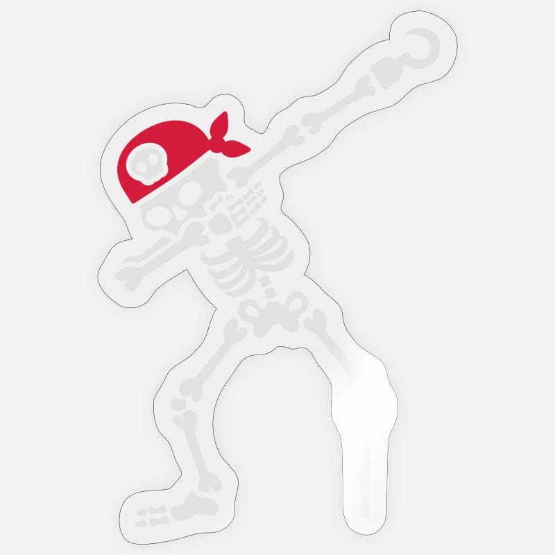 Dab / dabbing skeleton pirate - Sticker size S (10 x 10 cm) - transparent glossy