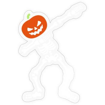 Dabbing skeleton dab pumpkin head Halloween - Sticker size S (10 x 10 cm) - transparent glossy - Front