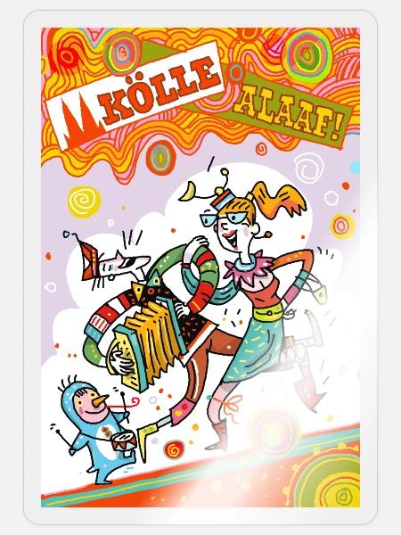 Kölner Karneval Farbenfest Alaaf - Sticker Größe S (10 x 10 cm) - Transparent glänzend