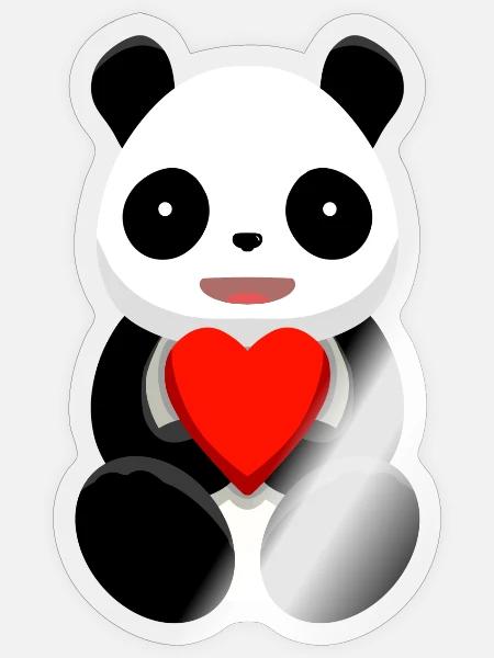Kawaii Panda Herzliebe - Sticker Größe S (10 x 10 cm) - Transparent glänzend