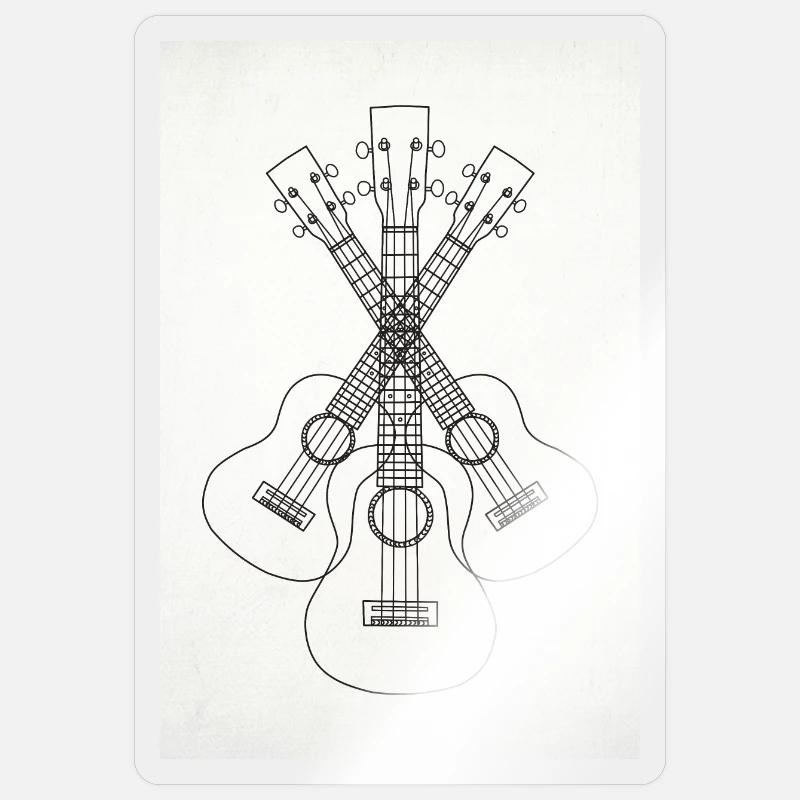 Ukulele LineArt black - Poster - Sticker size S (10 x 10 cm) - transparent glossy