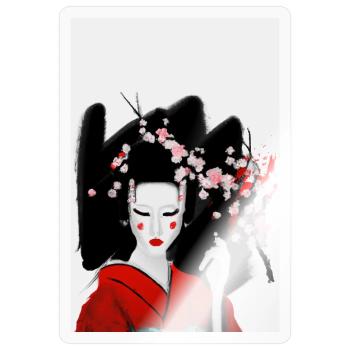 Blutige Geisha - Sticker Größe S (10 x 10 cm) - Transparent glänzend - Vorne