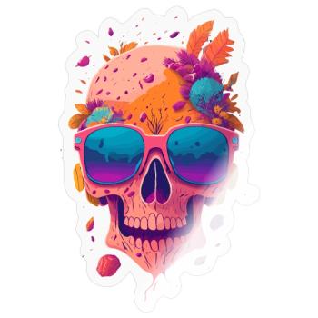 Pop Art Skull Illustration - Sticker size S (10 x 10 cm) - transparent glossy - Front