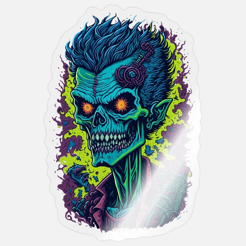 Illustration de zombies - Sticker taille S (10 x 10 cm) - brillant transparent