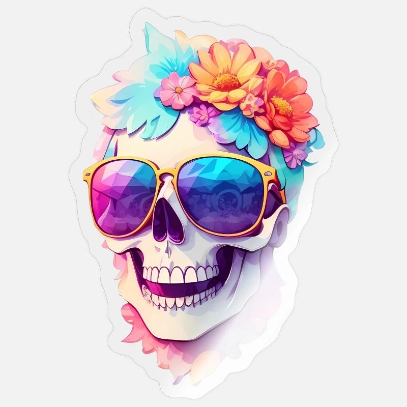 Crâne - Sticker taille S (10 x 10 cm) - brillant transparent
