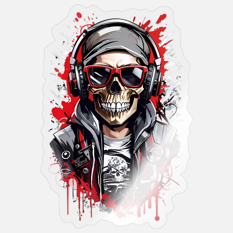 Cool skull - Sticker size S (10 x 10 cm) - transparent glossy