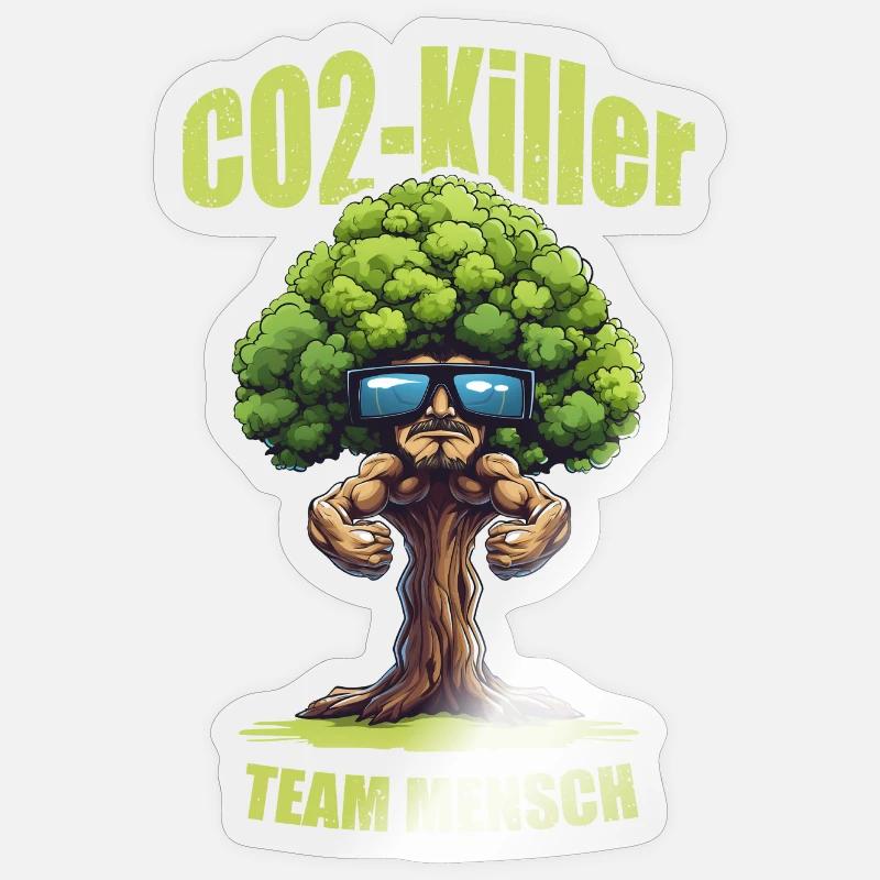 CO2 Killer Baum - hell Sticker Größe S (10 x 10 cm)