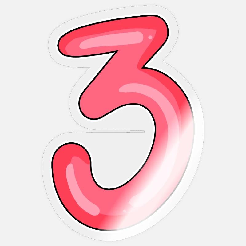 3 - Trois - Sticker taille S (10 x 10 cm) - brillant transparent