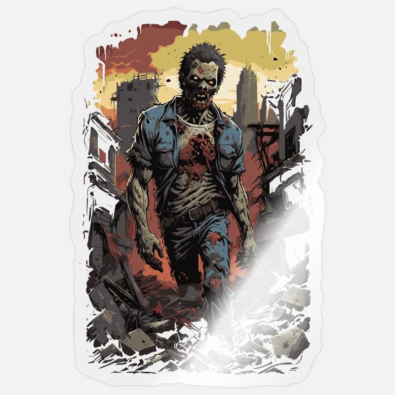 Zombie Comic Illustration Sticker Größe S (10 x 10 cm)