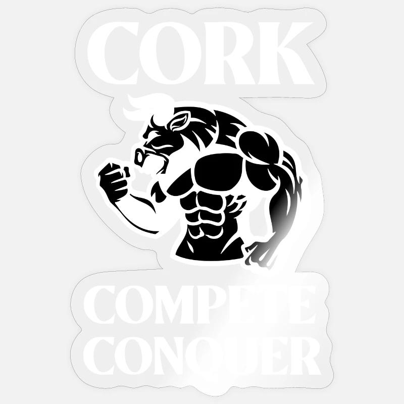 Cork Compete Conquer, Cork Ireland - Sticker size S (10 x 10 cm) - transparent glossy