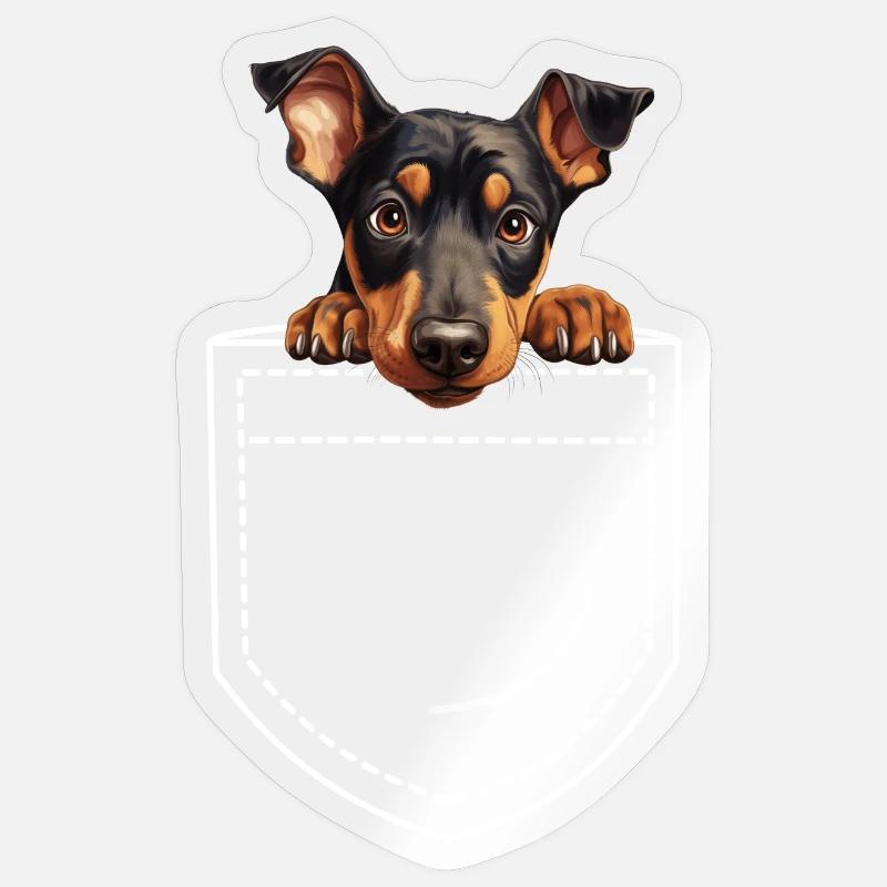 Chien Doberman - Sticker taille S (10 x 10 cm) - brillant transparent