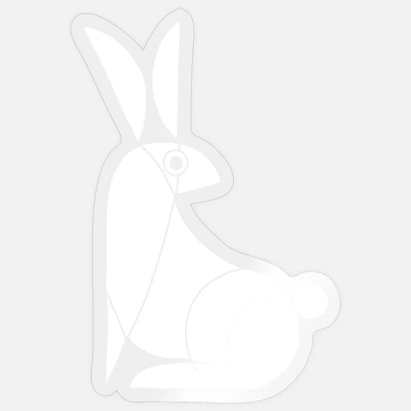 Drôle de lapin blanc - Sticker taille S (10 x 10 cm) - brillant transparent