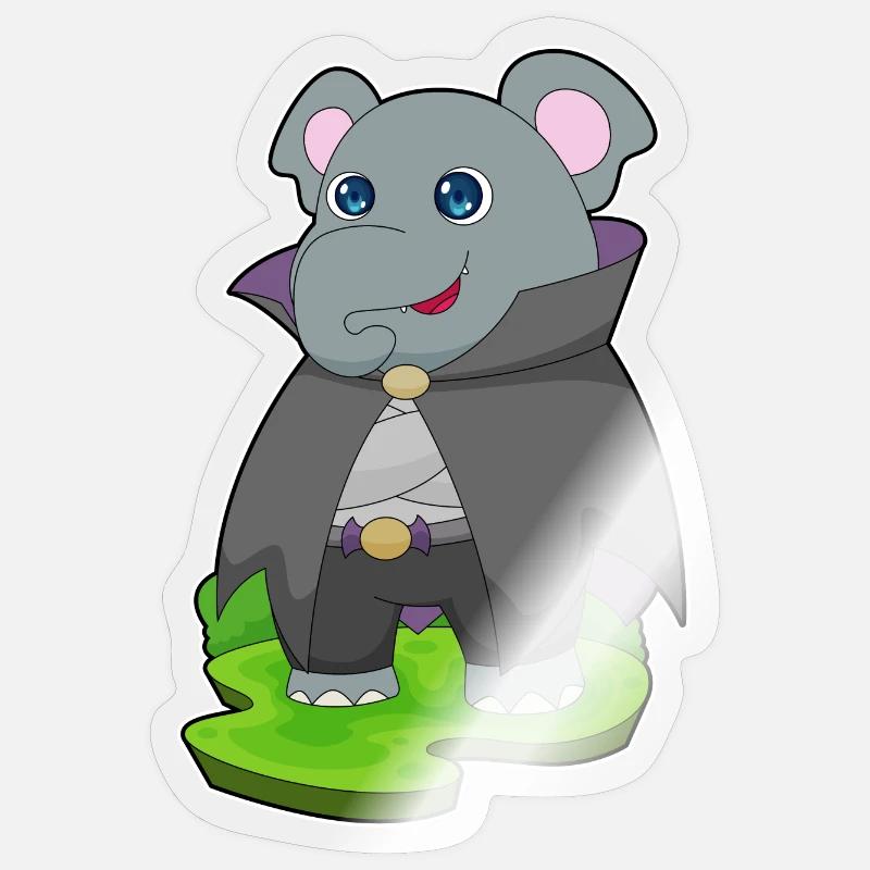 Éléphant Halloween Vampire - Sticker taille S (10 x 10 cm) - brillant transparent
