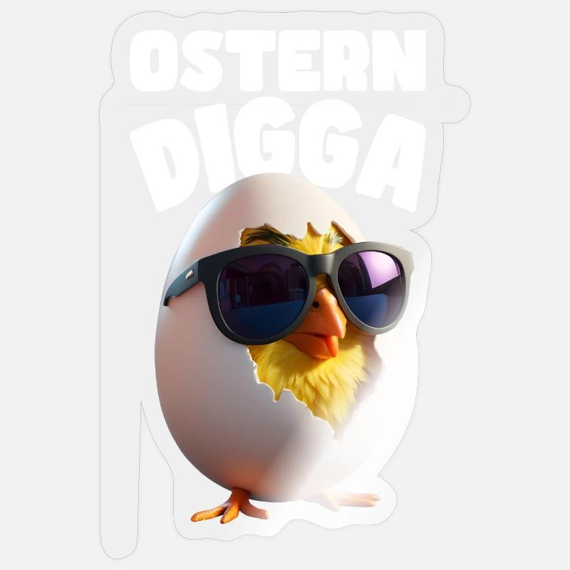 Funny Easter Digga Design with Chick and Egg Sticker size S (10 x 10 cm)