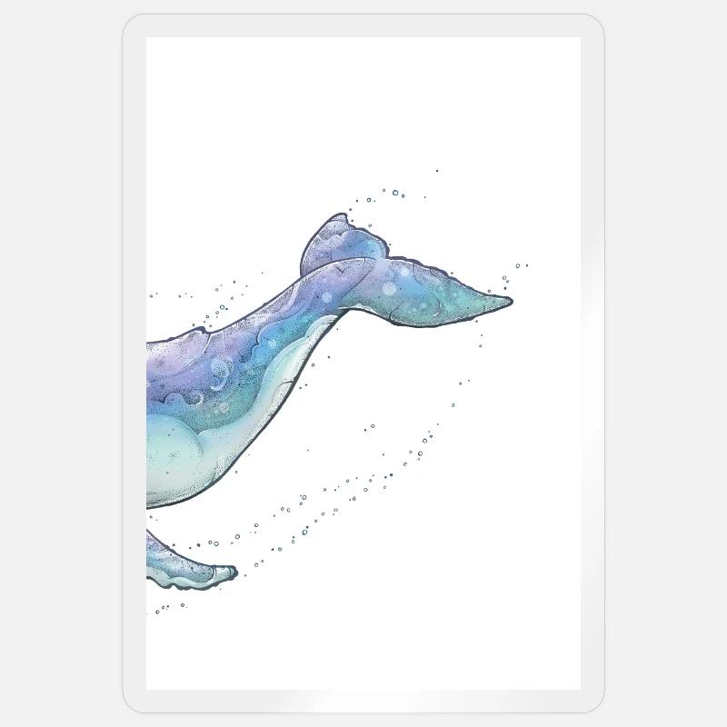 Baleine à bosse - Sticker taille S (10 x 10 cm) - brillant transparent