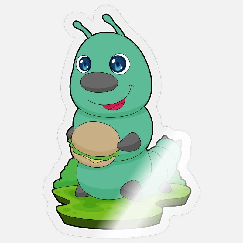 Raupe Burger - Sticker Größe S (10 x 10 cm) - Transparent glänzend