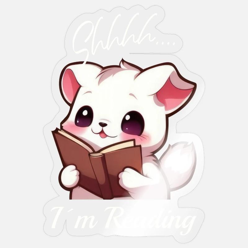 Katze mit Buch Sticker Größe S (10 x 10 cm)