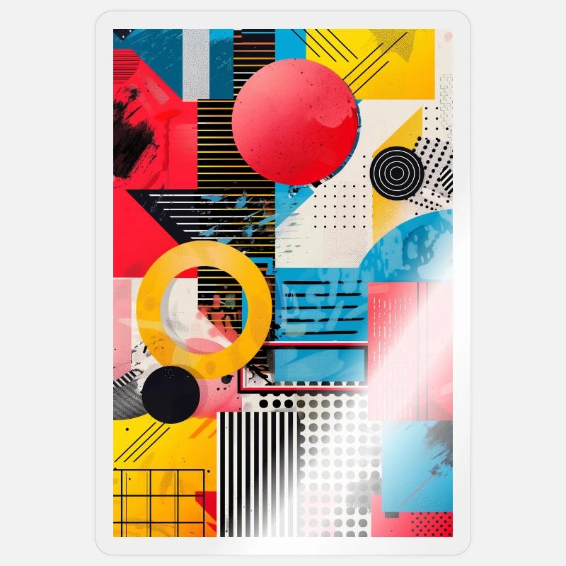 Style rétro - Formes abstraites - Sticker taille S (10 x 10 cm) - brillant transparent