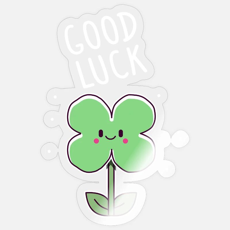 Bonne chance trèfle - Sticker taille S (10 x 10 cm) - brillant transparent