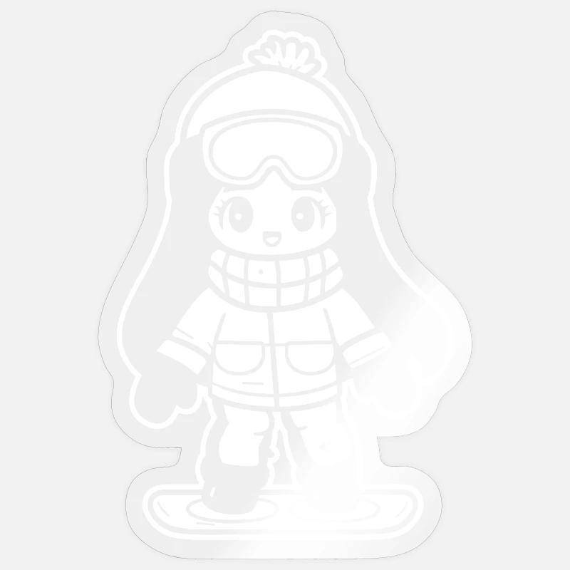 Snowboarder Mädchen - Sticker Größe S (10 x 10 cm) - Transparent glänzend