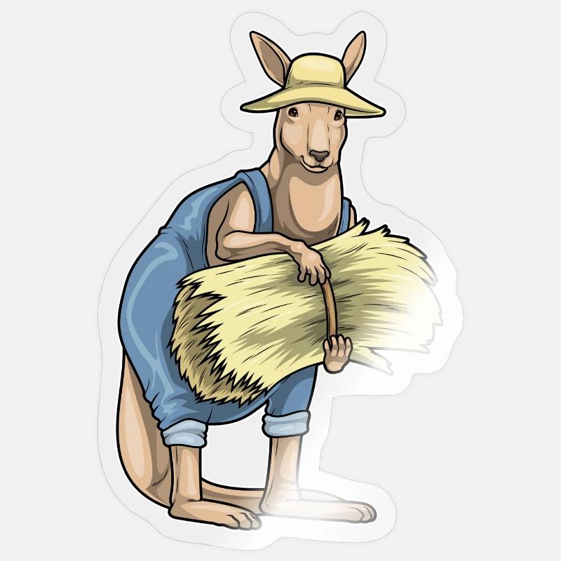 Paille Kangaroo Farmer - Sticker taille S (10 x 10 cm) - brillant transparent