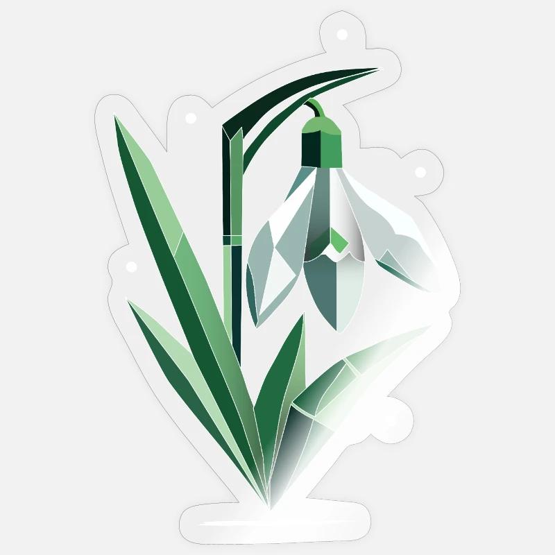 Delicate Polygonal Snowdrop Illustration - Sticker size S (10 x 10 cm) - transparent glossy