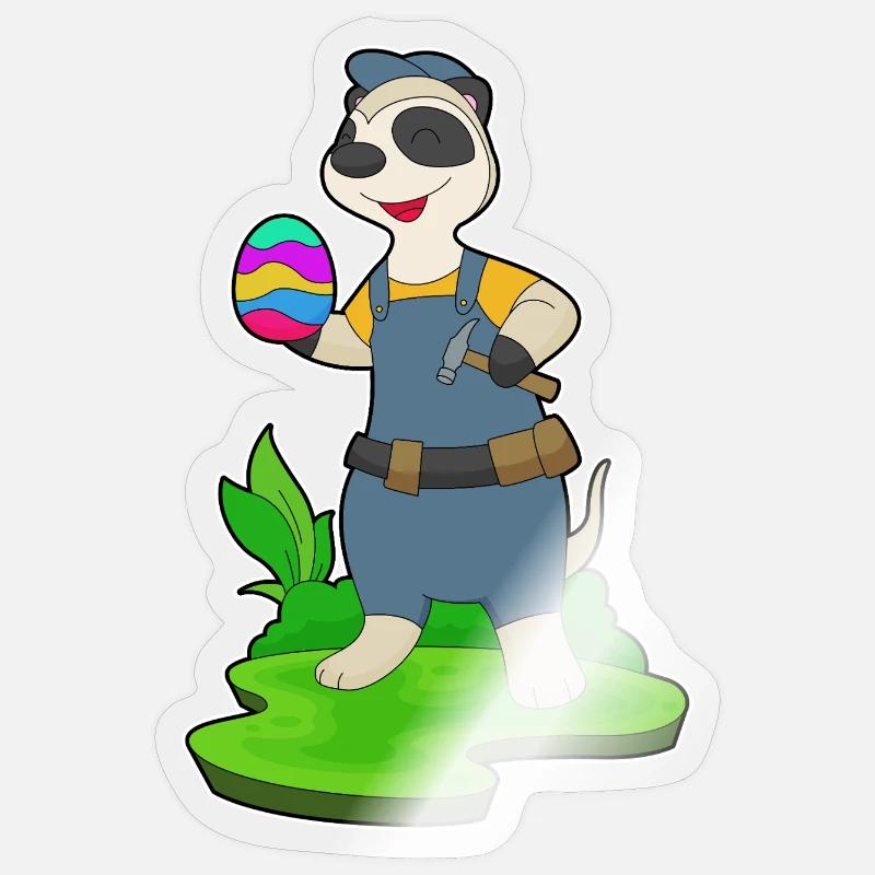 Erdmännchen Ostern Tischler - Sticker Größe S (10 x 10 cm) - Transparent glänzend