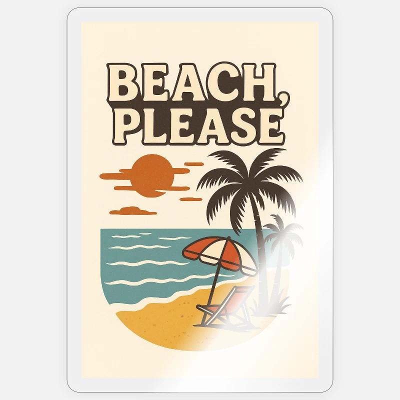 Beach, Please - Sticker Größe S (10 x 10 cm) - Transparent glänzend