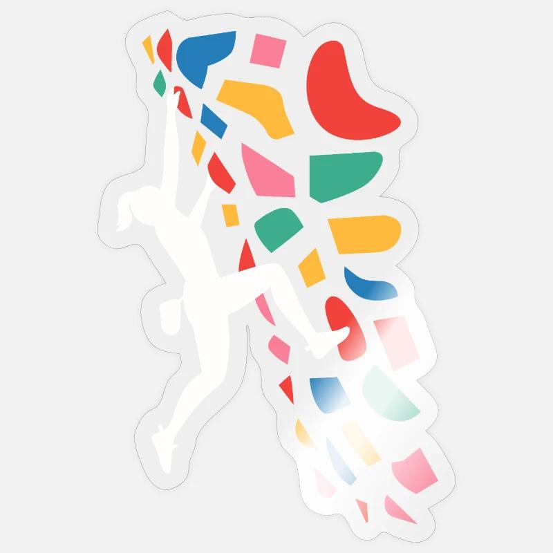 Boulder-Kletterer Bunte Griffe Sticker Größe S (10 x 10 cm)