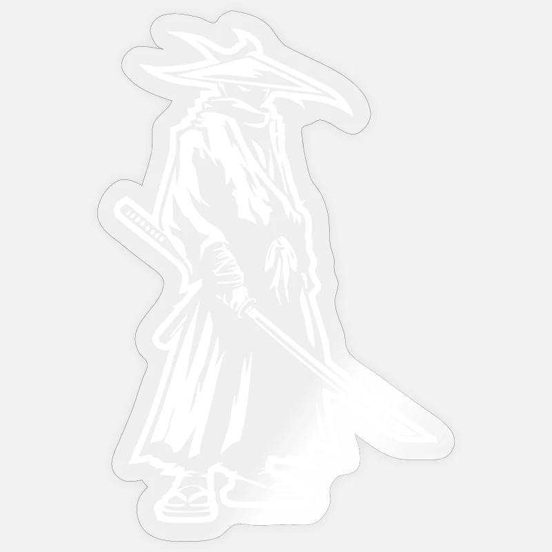 Mystic Samurai with Katana - Sticker size S (10 x 10 cm) - transparent glossy