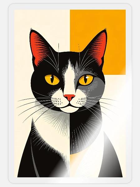 02 Avantgarde Katze R02 - Sticker Größe S (10 x 10 cm) - Transparent glänzend
