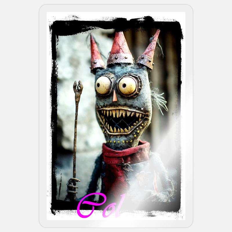 Fantasy Monster Guy with Magic Hat Doll King Sticker size S (10 x 10 cm)