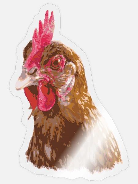 Hühnerillustration lebendigen Farben - Sticker Größe S (10 x 10 cm) - Transparent glänzend