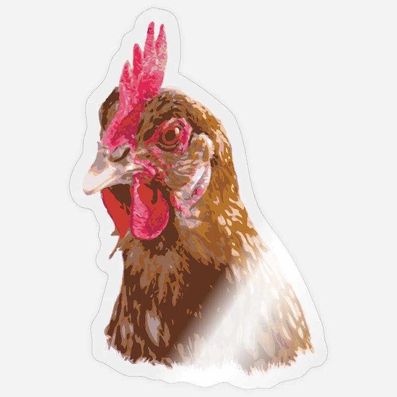 Hühnerillustration lebendigen Farben - Sticker Größe S (10 x 10 cm) - Transparent glänzend