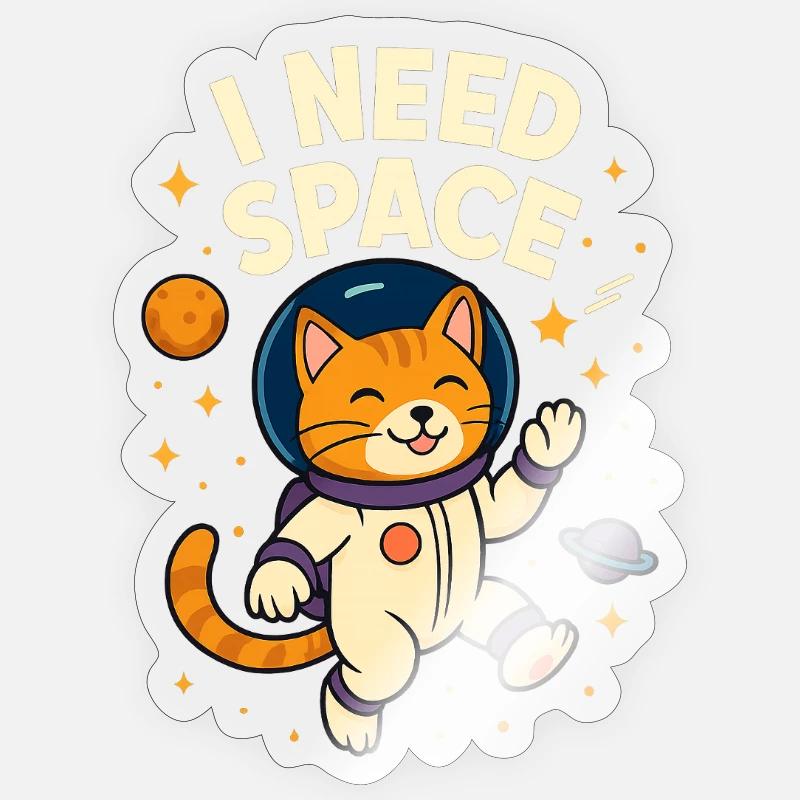 Mignon chat astronaute de l’espace Sticker taille S (10 x 10 cm)