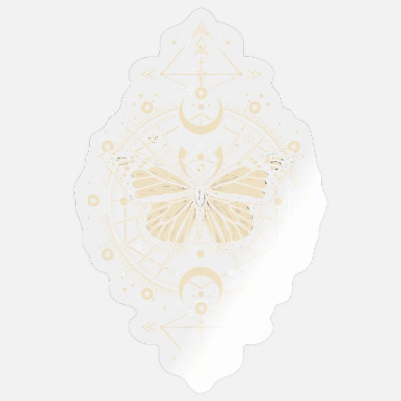 Astronomie - Mystique Papillon Monarque Phase Lune - Sticker taille S (10 x 10 cm) - brillant transparent