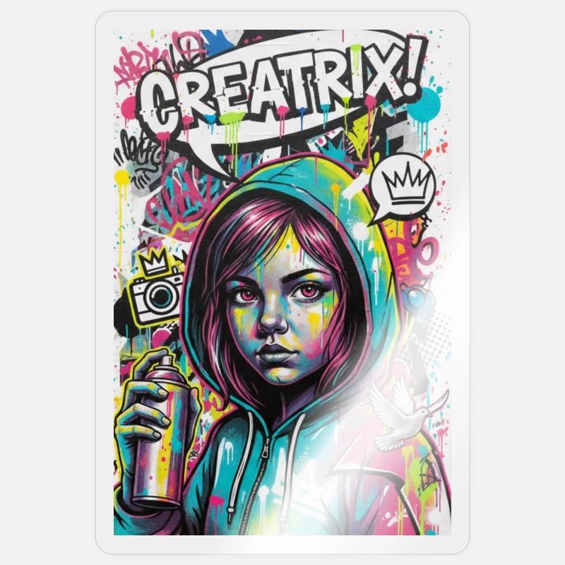 Farbexplosion Graffiti Heldin Sticker Größe S (10 x 10 cm)