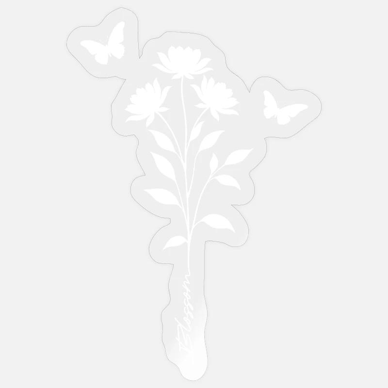 Silhouette de papillons floraux - Sticker taille S (10 x 10 cm) - brillant transparent