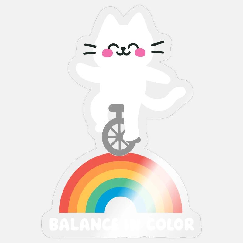 Balances pour chat Arc-en-ciel - Sticker taille S (10 x 10 cm) - brillant transparent