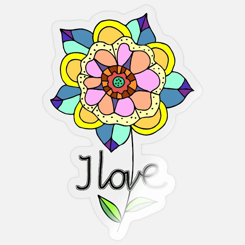 Fleur - Sticker taille S (10 x 10 cm) - brillant transparent
