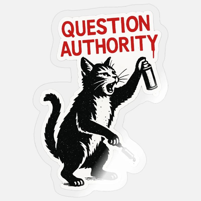 Cat Rebel: Question Authority Sticker size S (10 x 10 cm)