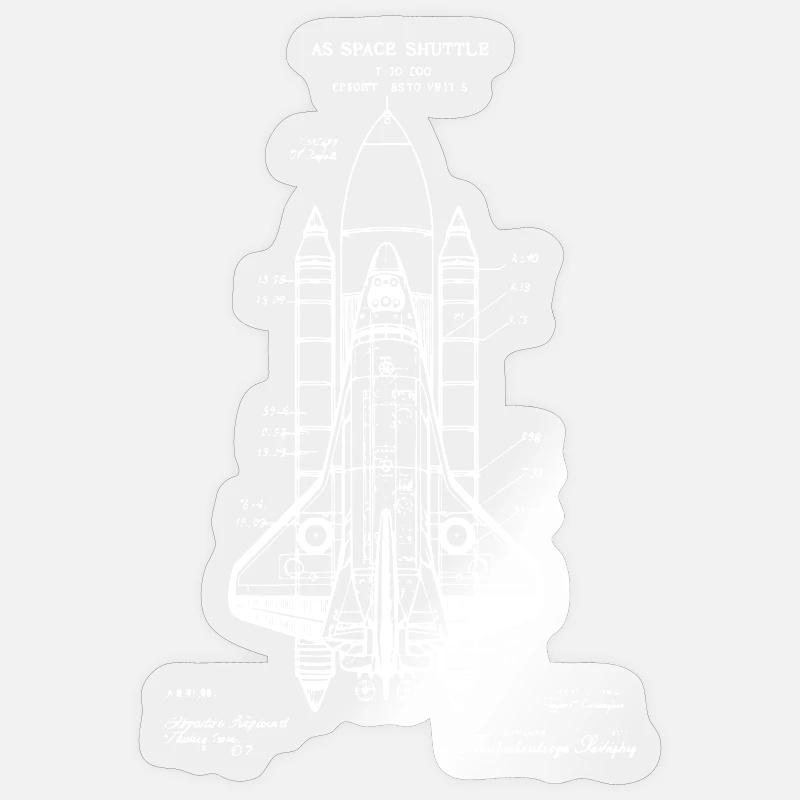 Space Shuttle-Bauplan - Sticker Größe S (10 x 10 cm) - Transparent glänzend