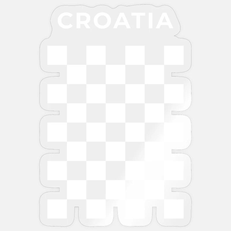 Blanc à damier croate - Sticker taille S (10 x 10 cm) - brillant transparent