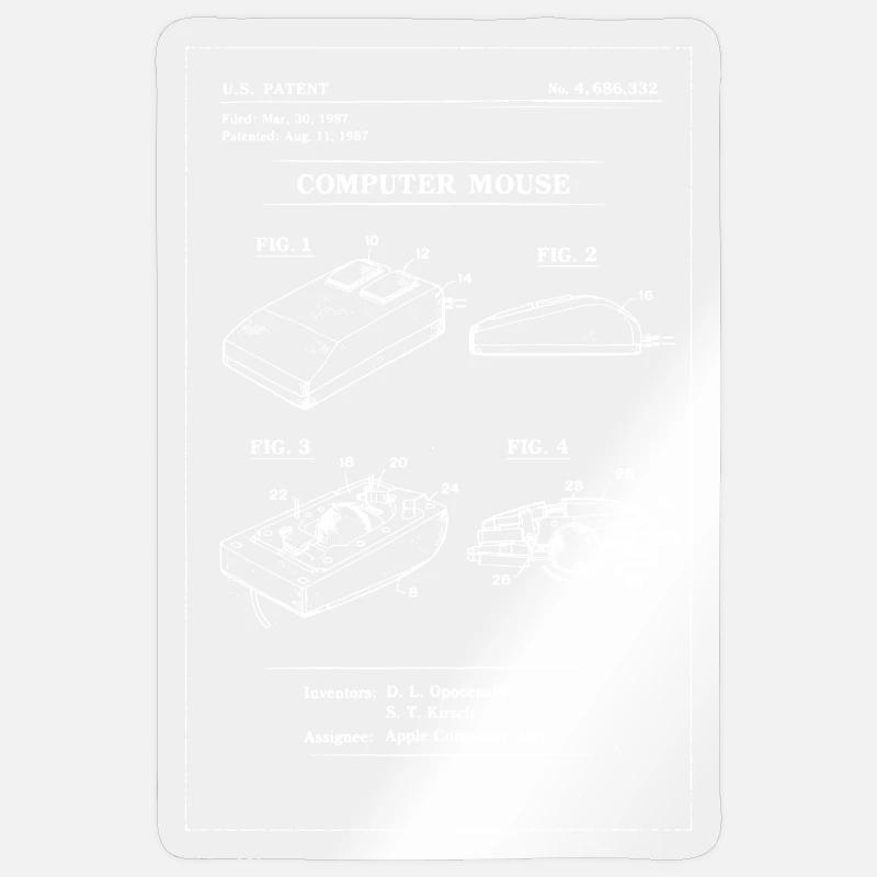Retro Computer Mouse Blueprint - Sticker size S (10 x 10 cm) - transparent glossy