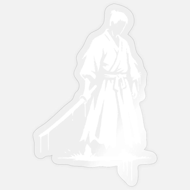 Sad ronin samurai warrior graffiti Sticker size S (10 x 10 cm)