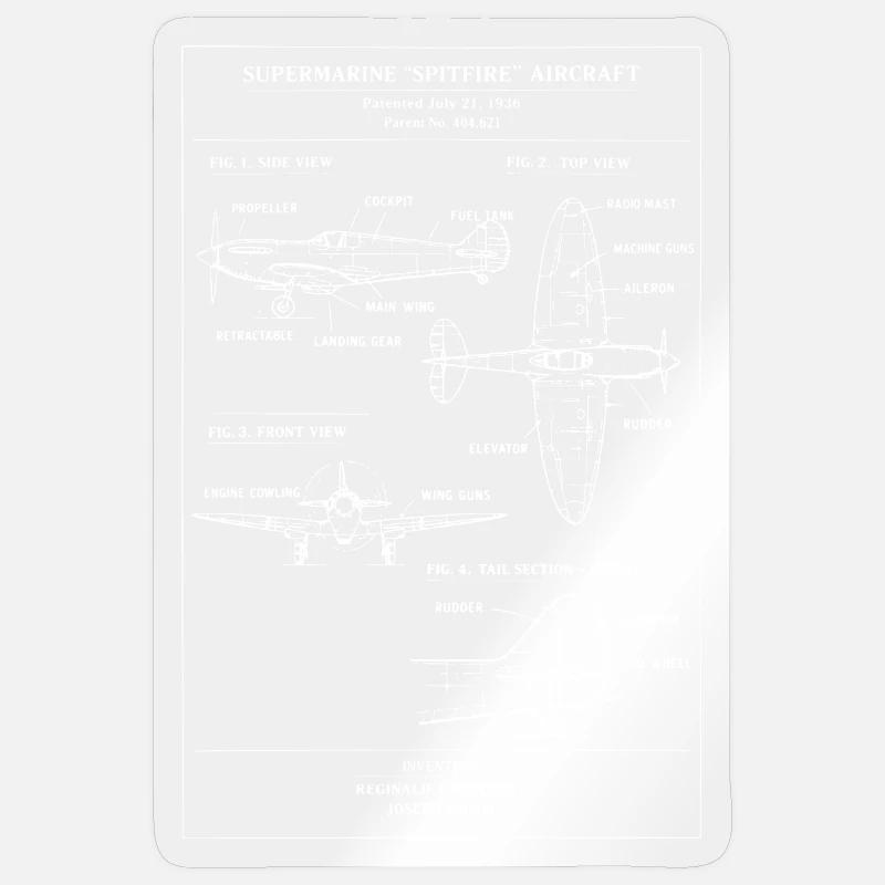 Plan vintage du chasseur Spitfire de la Seconde Guerre mondiale Sticker taille S (10 x 10 cm)