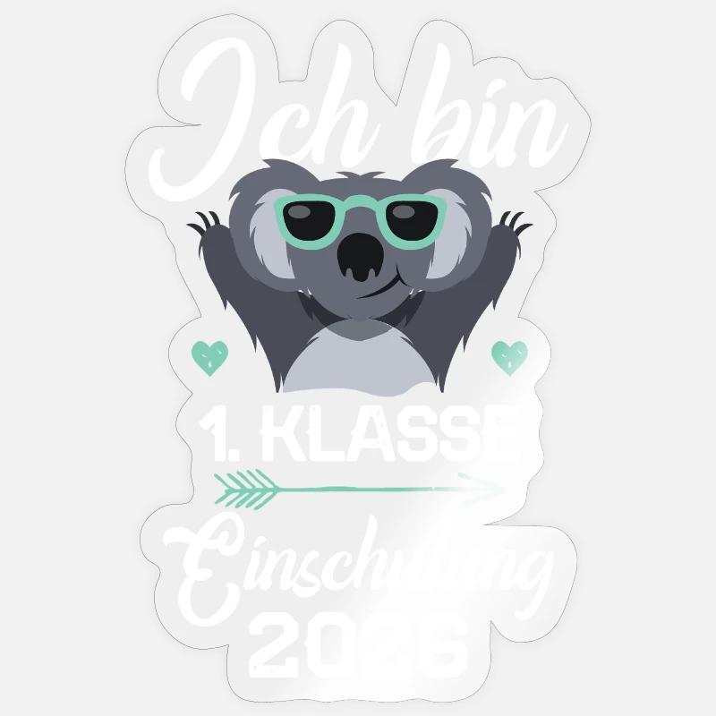 Ich bin 1. Klasse Einschulung 2026 Erstklässler - Sticker Größe S (10 x 10 cm) - Transparent glänzend