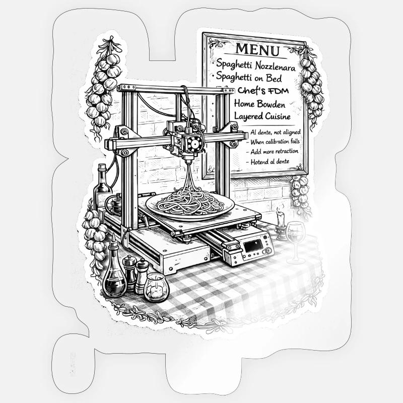 Spaghetti-3D-Drucker Sticker Größe S (10 x 10 cm)